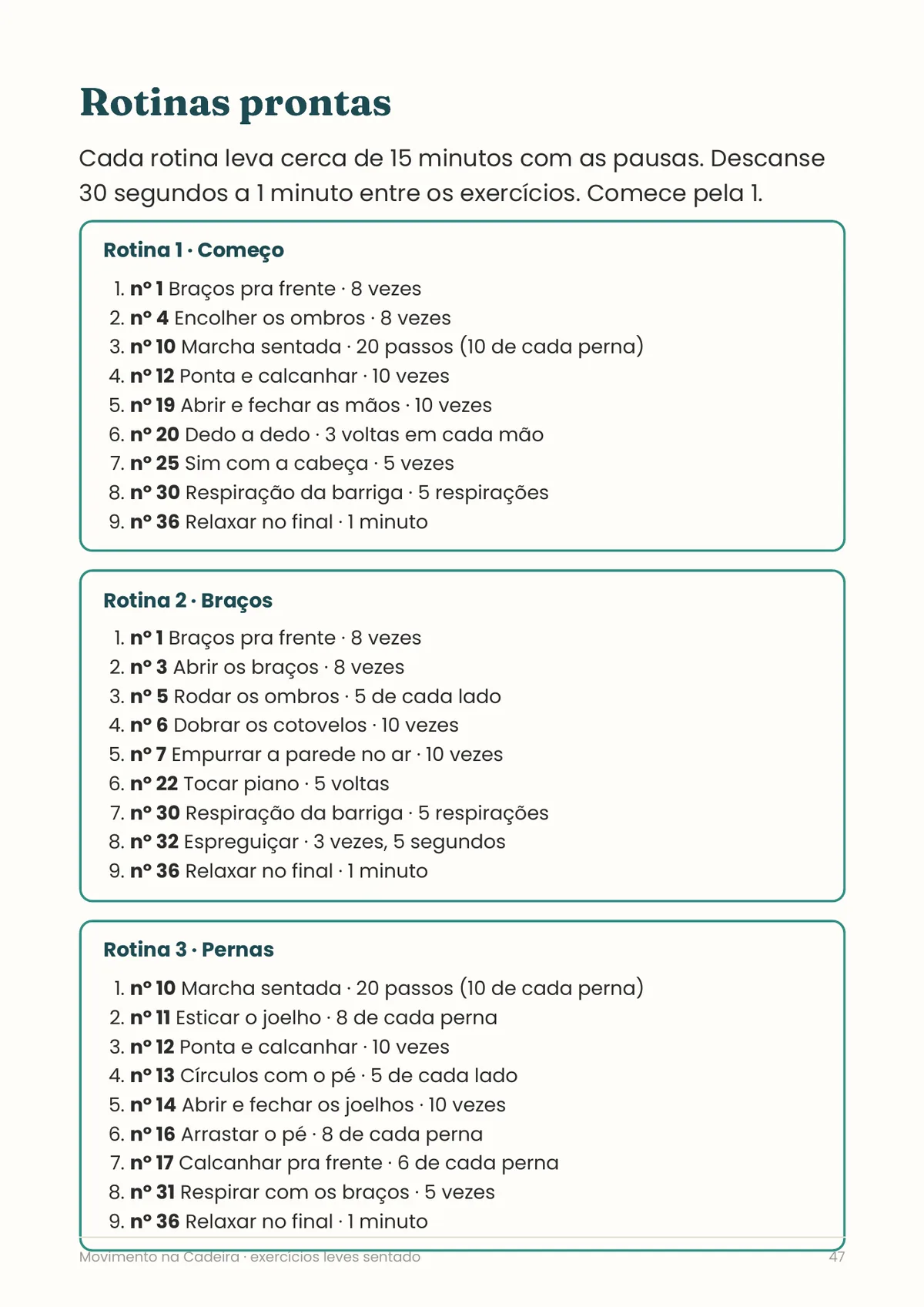 Página real do PDF Movimento na Cadeira: rotinas prontas