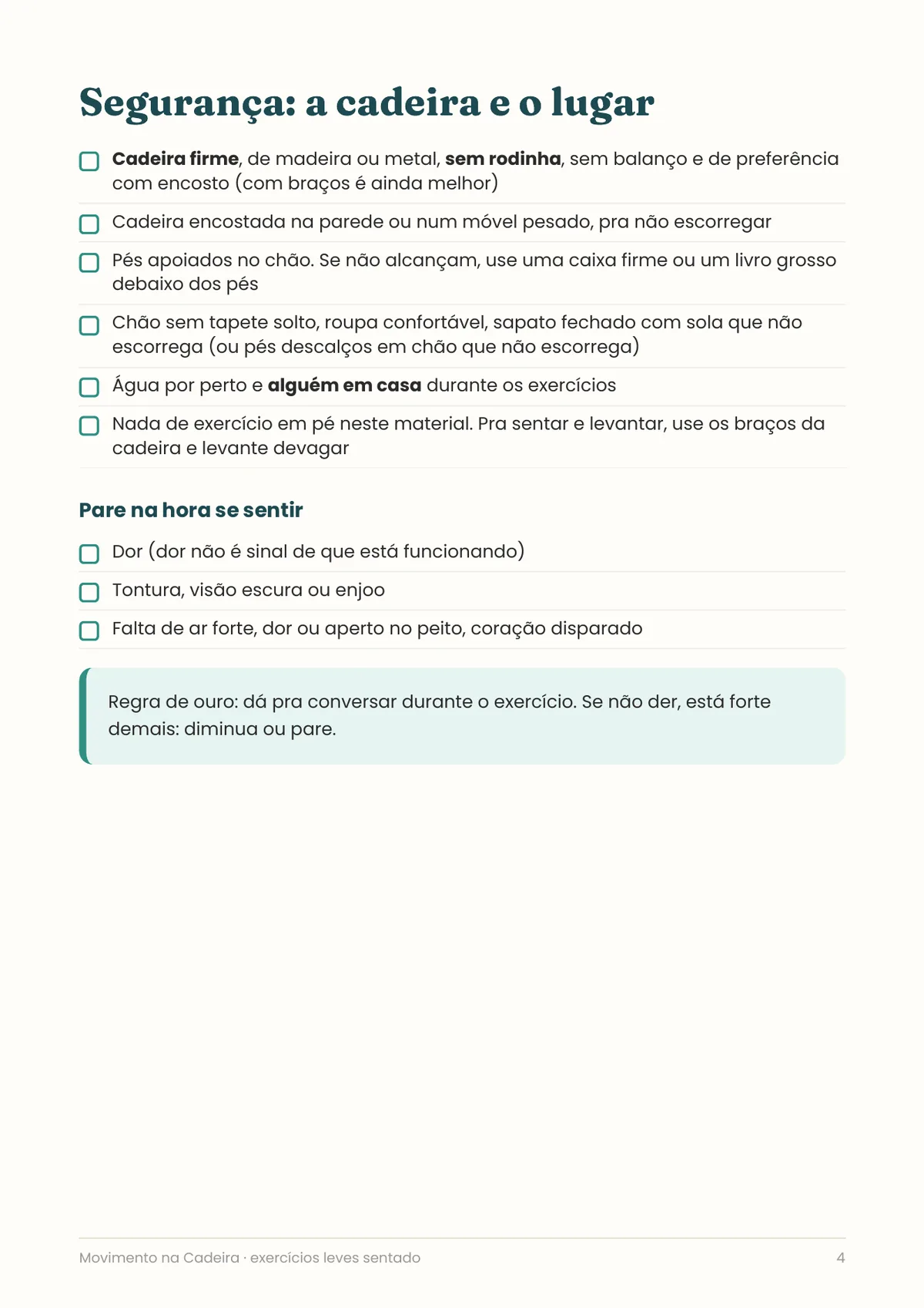 Página real do PDF Movimento na Cadeira: segurança